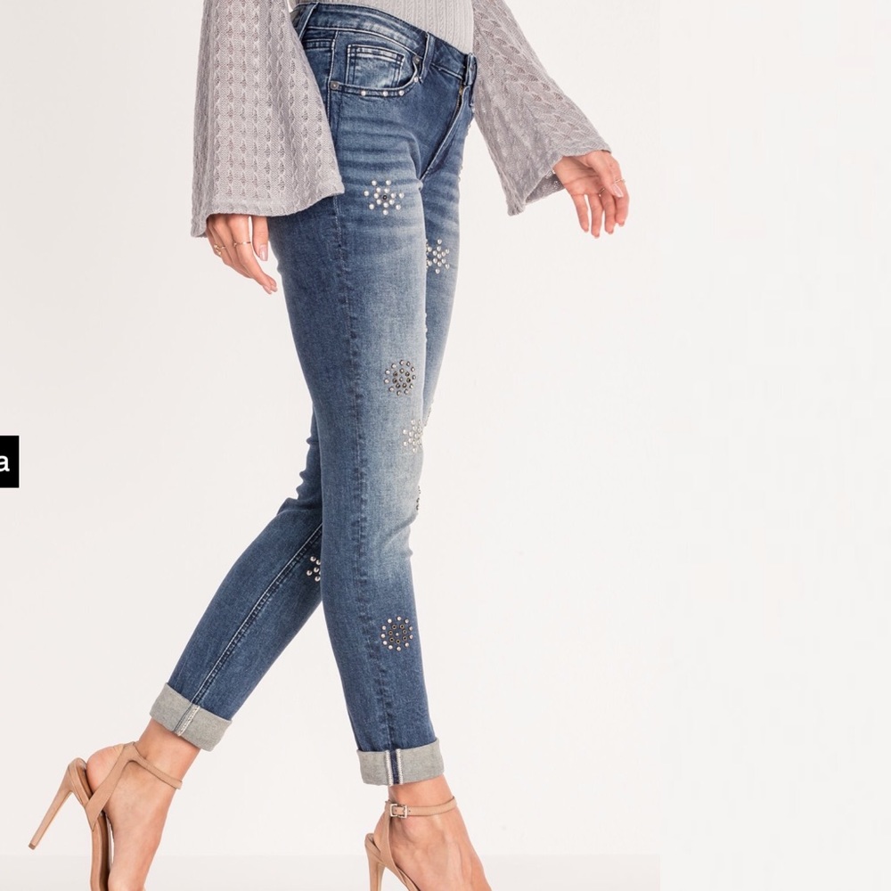 Miss Me Timeless Stud Cuffed Ankle Skinny Jeans